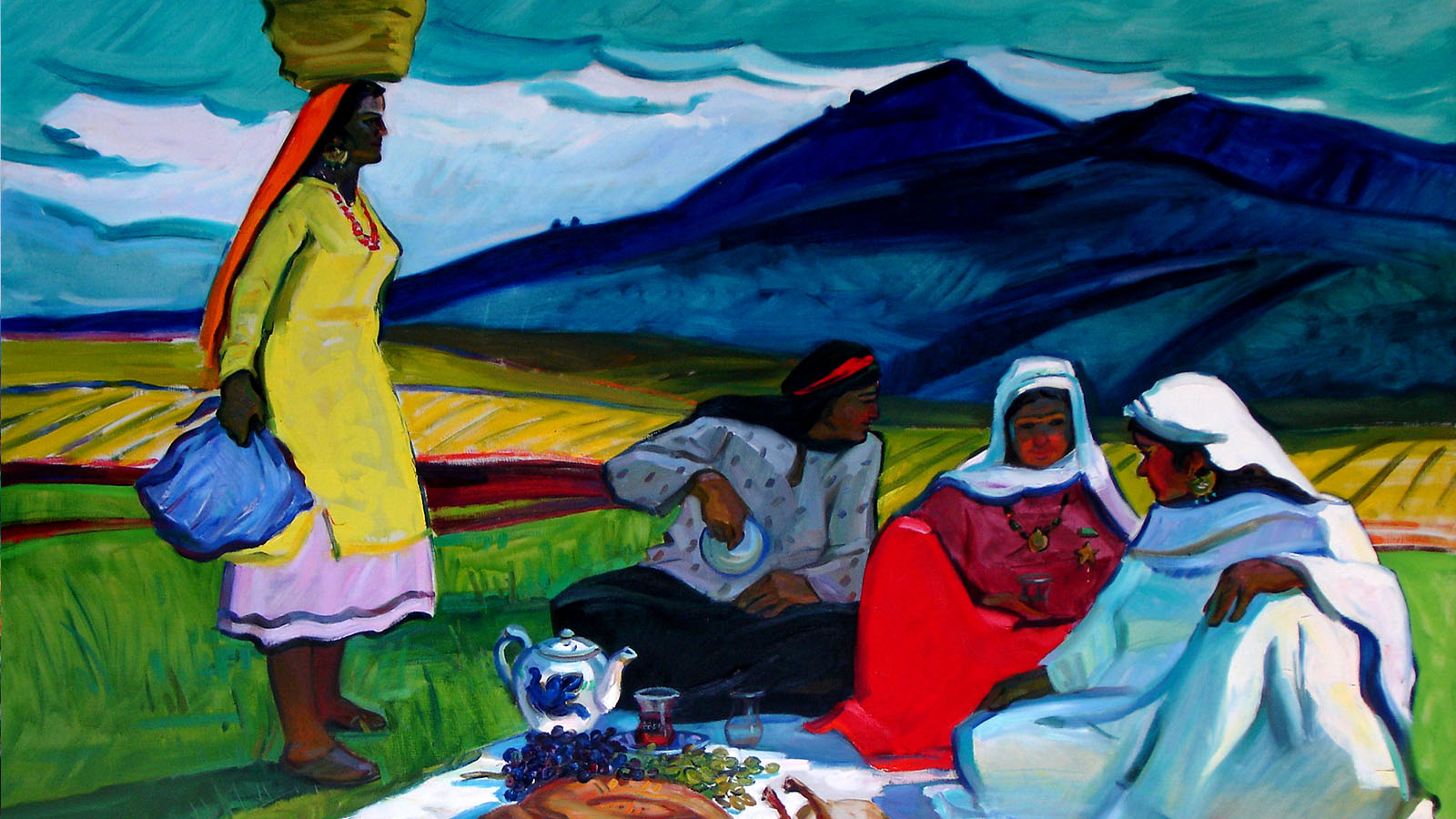 In the fields of Azerbaijan. Landscape Painting